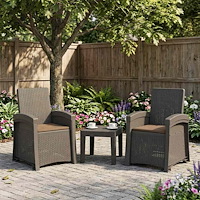 vidaXL Reclining gardenstol i rottinglook 2 pcs Ljusgrå och Taupe PP