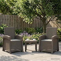 vidaXL Reclining gardenstol i rottinglook 2 pcs Ljusgrå PP