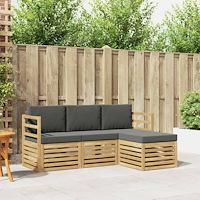 vidaXL Utomhussoffset 4 pcs Vit och antracit 185,5 x 122,5 x 73 cm