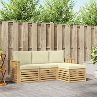 vidaXL Utomhussoffset 4 pcs Vit och grädde 189,5 x 122,5 x 73 cm