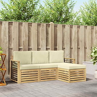 vidaXL Utomhussoffset 4 pcs Vit och grädde 189,5 x 122,5 x 73 cm