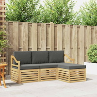 vidaXL Utomhussoffset 4 pcs Vit och antracit 185,5 x 122,5 x 73 cm
