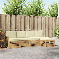 vidaXL Utomhussoffset 5 pcs Vit och grädde 249 x 122,5 x 73 cm