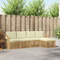 vidaXL Utomhussoffset 5 pcs Vit och grädde 245 x 122,5 x 73 cm
