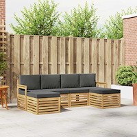 vidaXL Soffgrupper 6 pcs Vit och antracit 249 x 122,5 x 73 cm