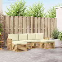 vidaXL Utomhussoffset 6 pcs Vit och grädde 249 x 122,5 x 73 cm