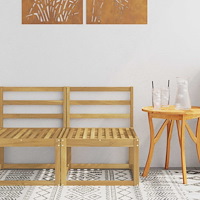vidaXL Utomhus Mellansoffa Massivt Akaciaträ Vit 59 x 63 x 73 cm