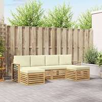vidaXL Utomhussoffset 6 pcs Vit och grädde 249 x 122,5 x 73 cm