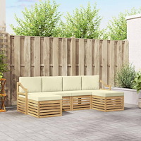 vidaXL Utomhussoffset 6 pcs Vit och grädde 245 x 122,5 x 73 cm