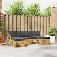 vidaXL Soffgrupper 6 pcs Vit och antracit 245 x 122,5 x 73 cm