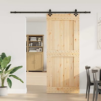 vidaXL Skjutdörr NARVIK Naturlig och svart 95 x 210 cm (213,5 cm)