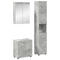 vidaXL Badrumsmöbelset TULUM 3 st Betonggrå 60 x 34 x 63 cm