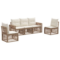 vidaXL Trädgårdsoffset 5 pcs Beige och krämvit konstrotting