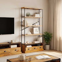 vidaXL 5-Tier Bokhylla Naturlig 100 x 30 x 180 cm Massivt mangoträ