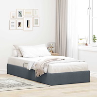 vidaXL Förvaringssäng med madrass Mörkgrå 100 x 190 cm Sammet