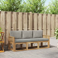vidaXL Utomhussoffset 3 pcs Vit och ljusgrå 189,5 x 63 x 73 cm