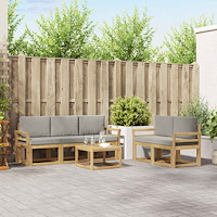 vidaXL Utomhussoffset 6 pcs Vit och ljusgrå 59 x 59 x 37 cm Polyester