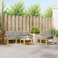 vidaXL Utomhussoffset 6 pcs Vit och ljusgrå 59 x 59 x 37 cm Polyester