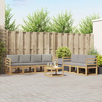 vidaXL Utomhussoffset 8 st Vit och ljusgrå Polyester