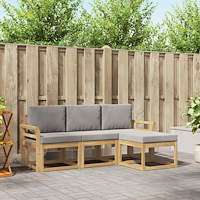 vidaXL Utomhussoffset 4 pcs Vit och ljusgrå 194 x 122,5 x 73 cm