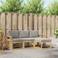 vidaXL Utomhussoffset 4 pcs Vit och ljusgrå 197,5 x 122,5 x 73 cm