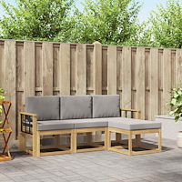 vidaXL Utomhussoffset 4 pcs Vit och ljusgrå 189,5 x 122,5 x 73 cm
