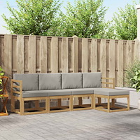 vidaXL Utomhussoffset 5 pcs Vit och ljusgrå 245 x 122,5 x 73 cm