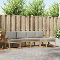 vidaXL Utomhussoffset 5 pcs Vit och ljusgrå 249 x 122,5 x 73 cm