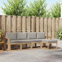 vidaXL Utomhussoffset 5 pcs Vit och ljusgrå 257 x 122,5 x 73 cm