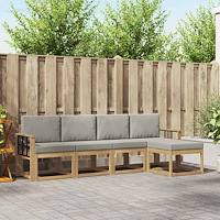 vidaXL Utomhussoffset 5 pcs Vit och ljusgrå 249 x 122,5 x 73 cm