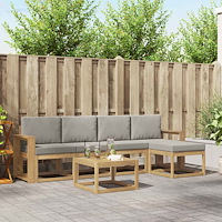 vidaXL Utomhussoffset 6 pcs Vit och ljusgrå 59 x 59 x 37 cm Polyester