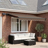 vidaXL Manuell markisram med LED-lampor Taupe 2,5 x 2 m
