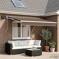 vidaXL Manuell markisram med LED-lampor Taupe 3 x 2,5 m