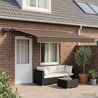vidaXL Manuell markisram med LED-lampor Taupe 5 × 3,5 m