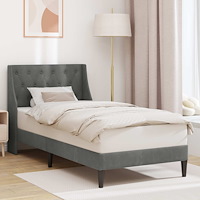 vidaXL Sängram med huvudgavel Mörkgrå 100 x 203 cm Sammet