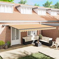 vidaXL Utdragbar markis Flerfärgsdesign 500 × 350 cm Duk och Aluminium