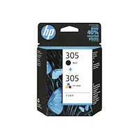 Hewlett-Packard HP 305 - 2-pack - svart, färg (cyan, magenta, gul) - original - bläckpatron