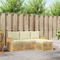 vidaXL Utomhussoffset 4 pcs Vit och grädde 189,5 x 122,5 x 73 cm