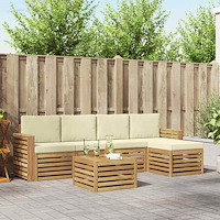 vidaXL Utomhussoffset 6 pcs Vit och grädde 59 x 59 x 37 cm Polyester