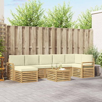 vidaXL Utomhussoffset 8 pcs Vit och grädde 59 x 59 x 37 cm Polyester