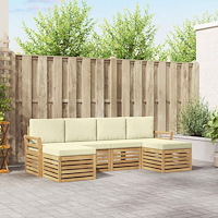 vidaXL Utomhussoffset 6 pcs Vit och grädde 253 x 122,5 x 73 cm