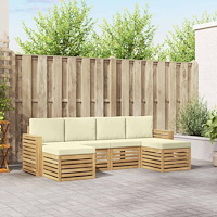 vidaXL Utomhussoffset 6 pcs Vit och grädde 257 x 122,5 x 73 cm
