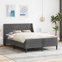 vidaXL Sängram med madrass med madrass Mörkgrå 137 x 190 cm Sammet