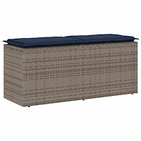 vidaXL Trädgårdsbänk med dyna grå 110x40x44 cm konstrotting
