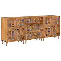 vidaXL Sideboard 3 pcs Naturfärg 60 x 33,5 x 75 cm Massivt mangoträ