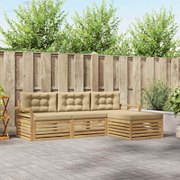 vidaXL Utomhussoffset 4 pcs Vit och Beige