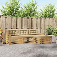 vidaXL Utomhussoffset 4 pcs Vit och Beige