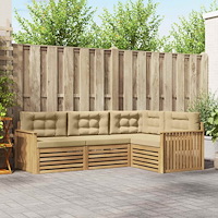vidaXL Utomhussoffset 4 pcs Vit och Beige 247,5 x 168,5 x 73 cm