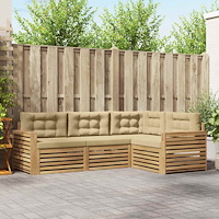 vidaXL Utomhussoffset 4 pcs Vit och Beige 251,5 x 172,5 x 73 cm