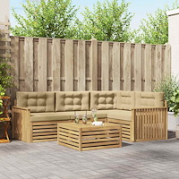 vidaXL Utomhussoffset 5 pcs Vit och Beige 79 x 79 x 37 cm Polyester